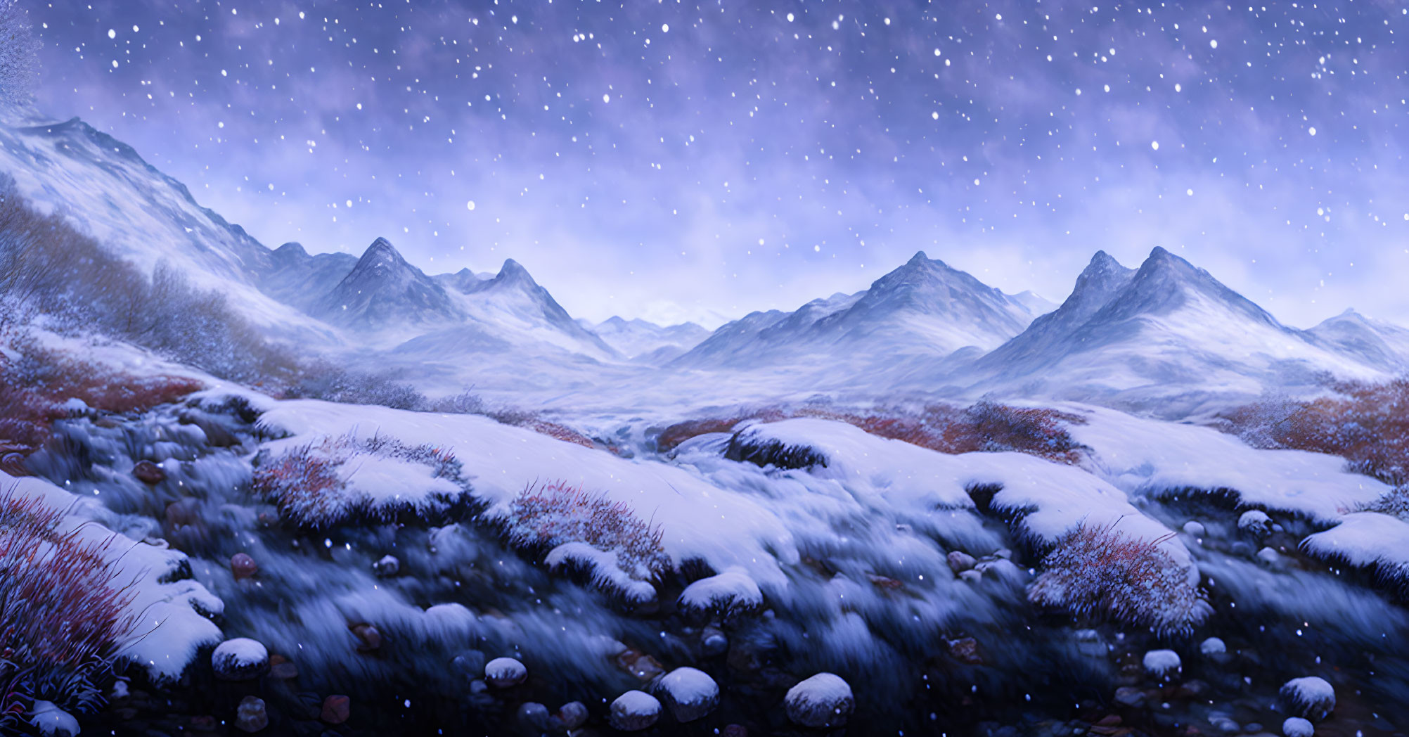 Starry Snow-Capped Peaks