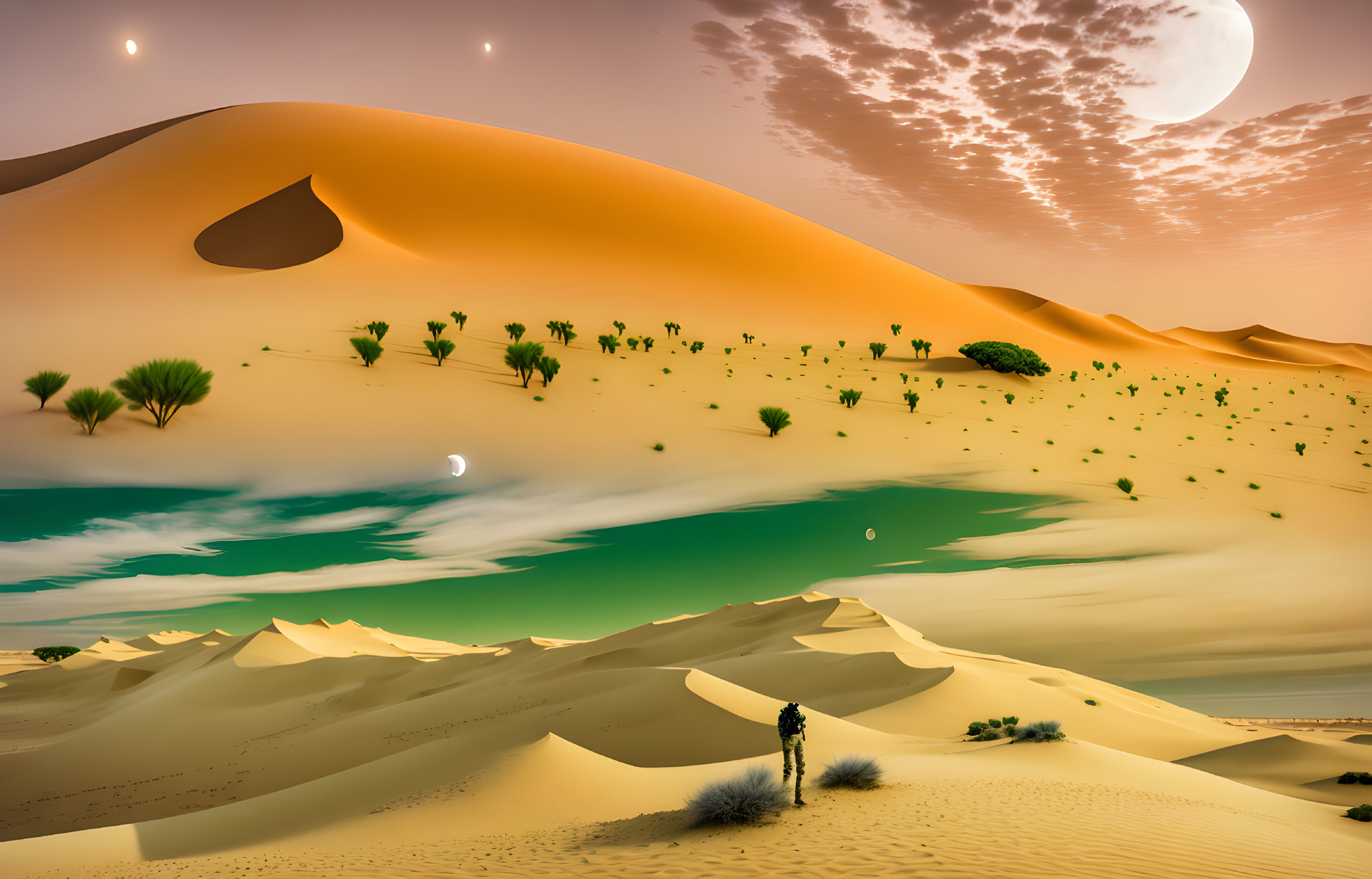 Moonlit Dunescape: A Surreal Desert Fantasy