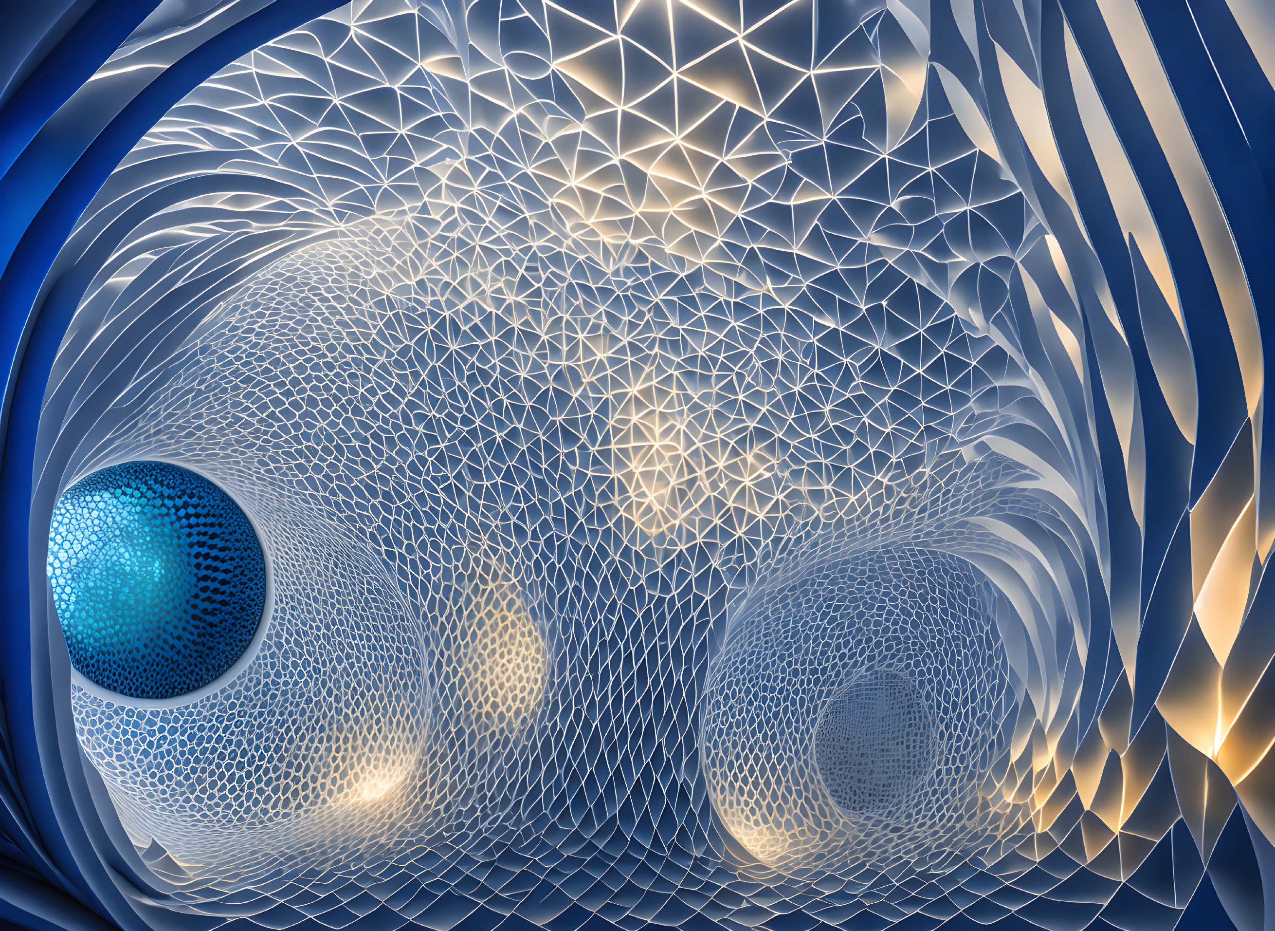 Blue Geometric Sphere in Abstract 3D Render