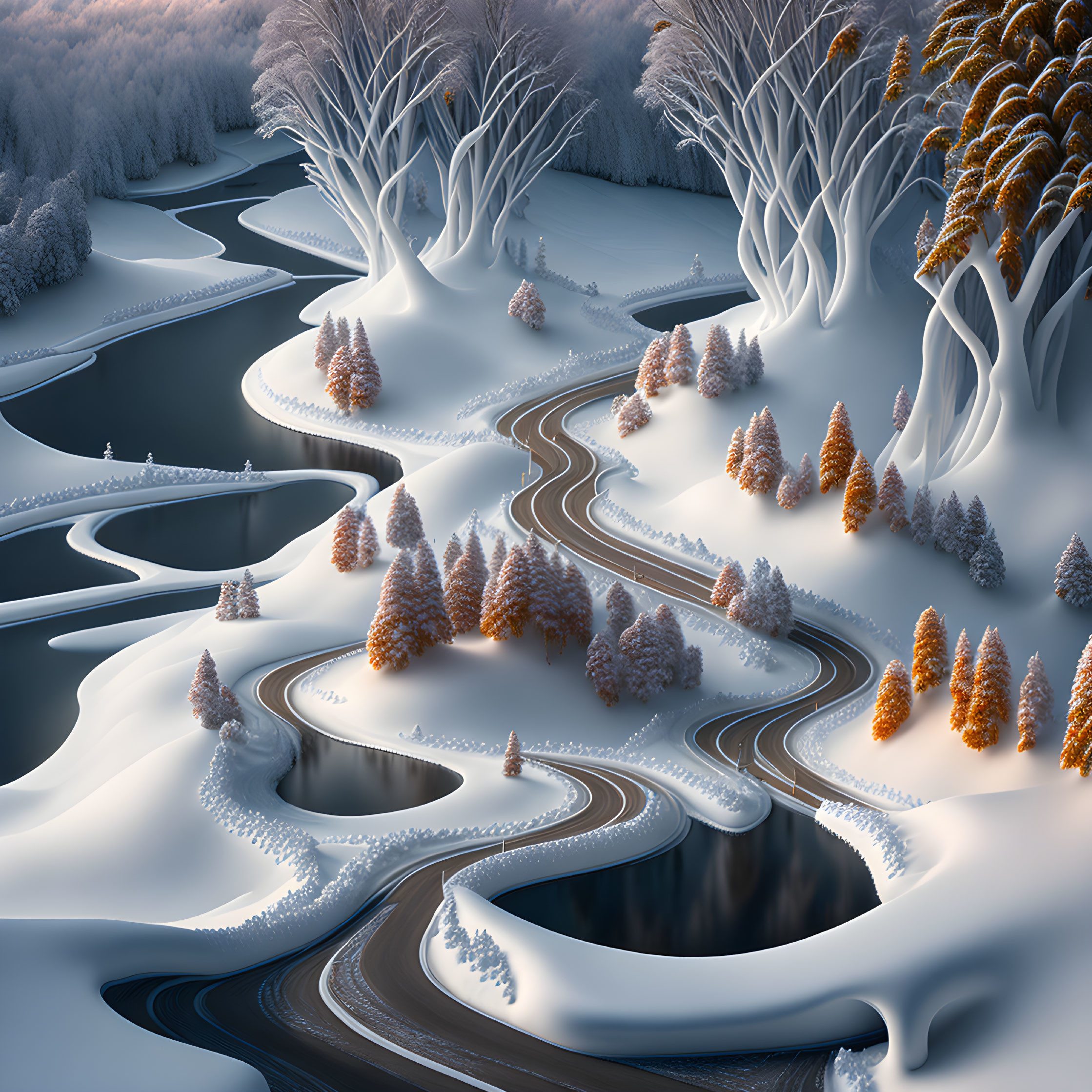 Winter's Serpentine Path