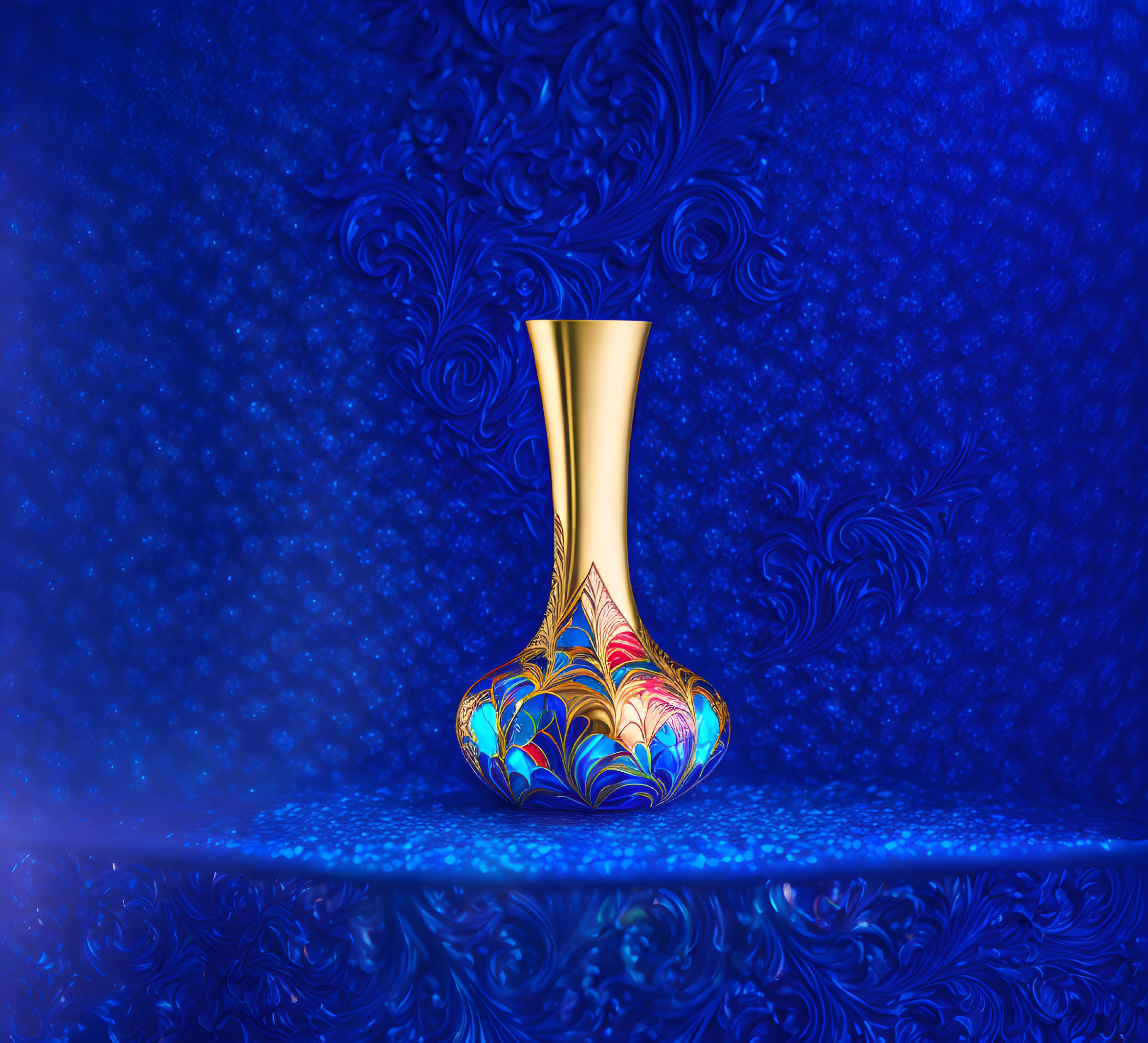 Majestic Blue and Gold Vase