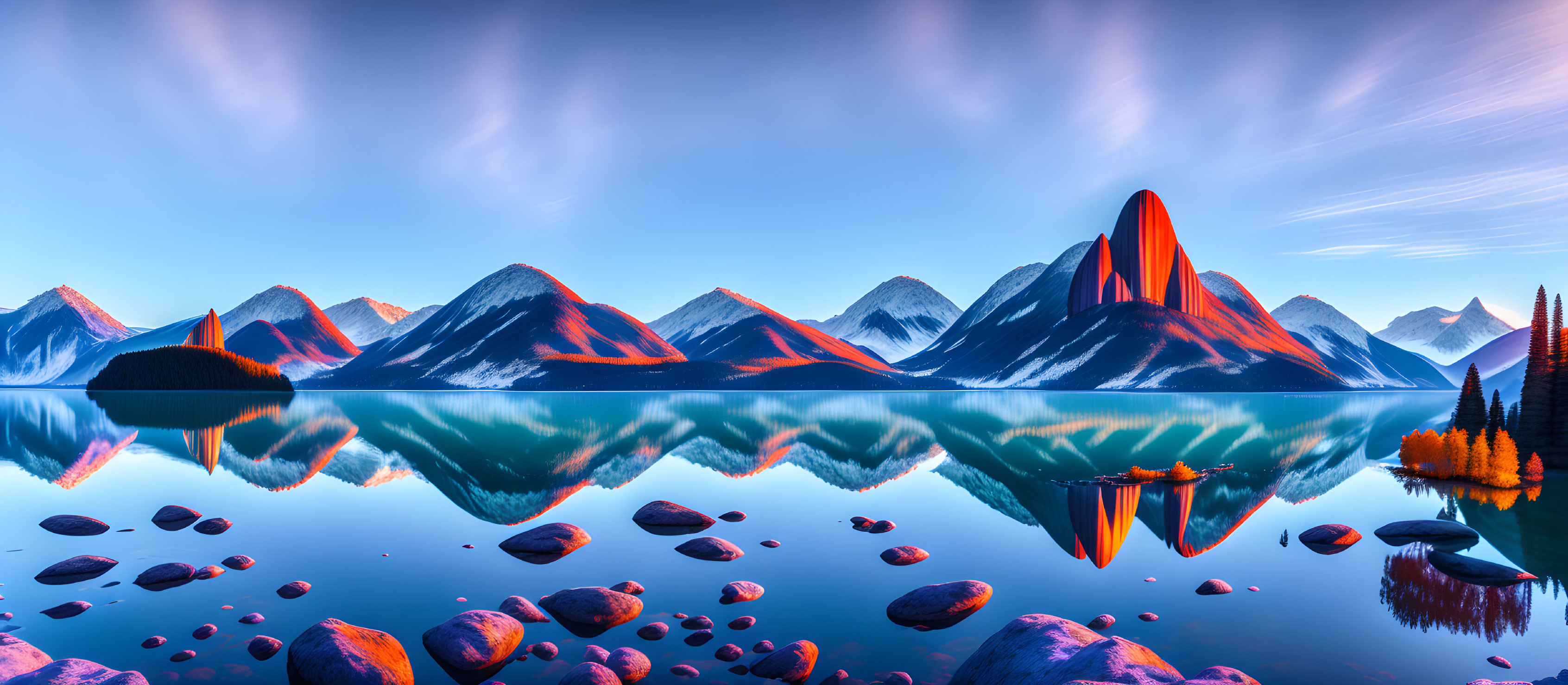 Mountain Reflections at Dusk