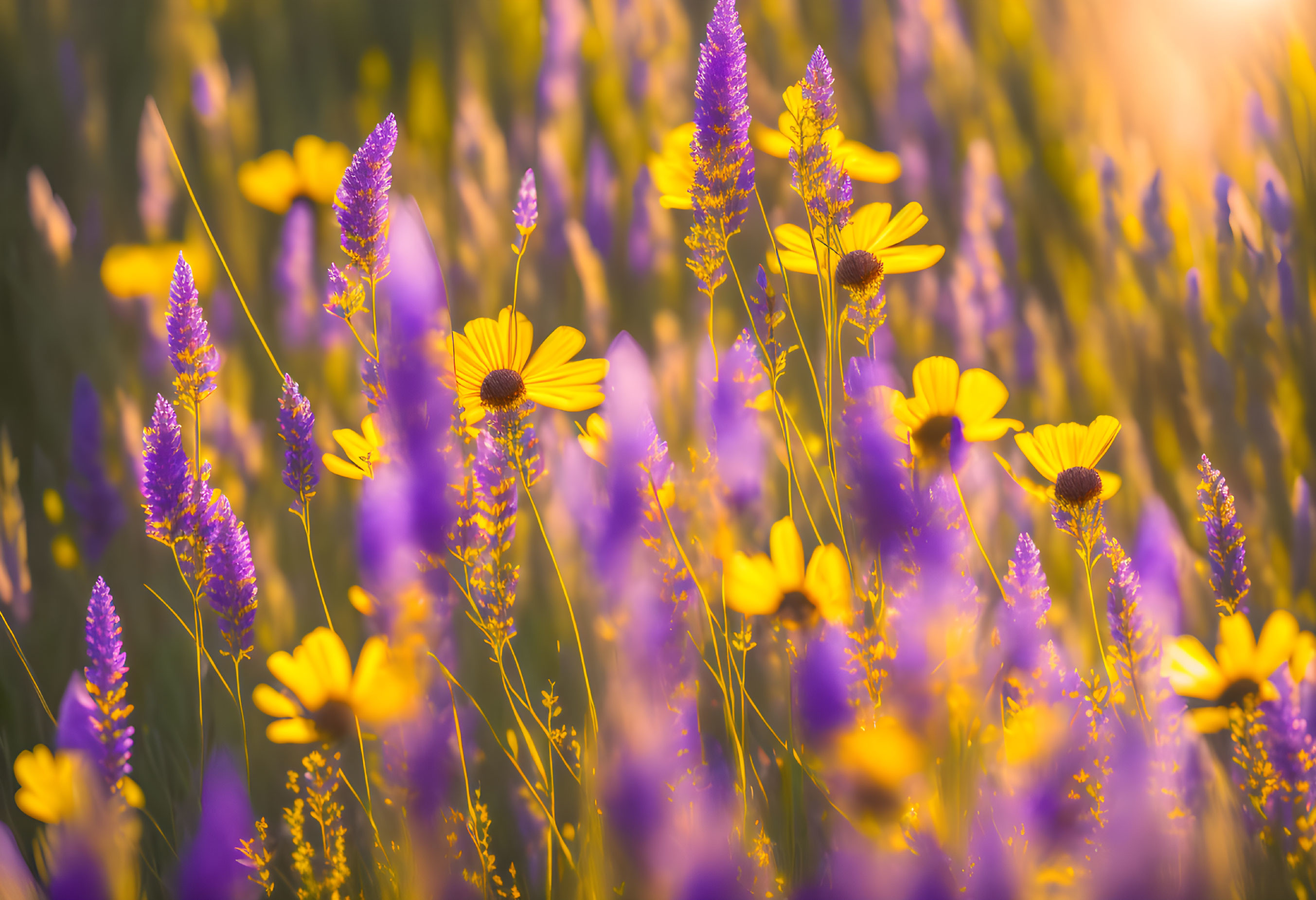 Sunset Blooms: A Colorful Field Portrait