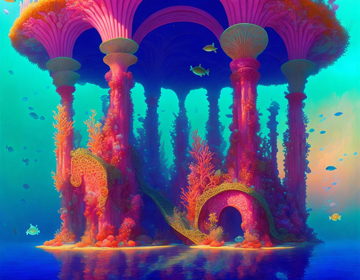 Colorful Coral Structures in Underwater Fantasy Scene