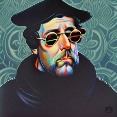 Martin Luther wearing sunglasses (Al Jaffee style)
