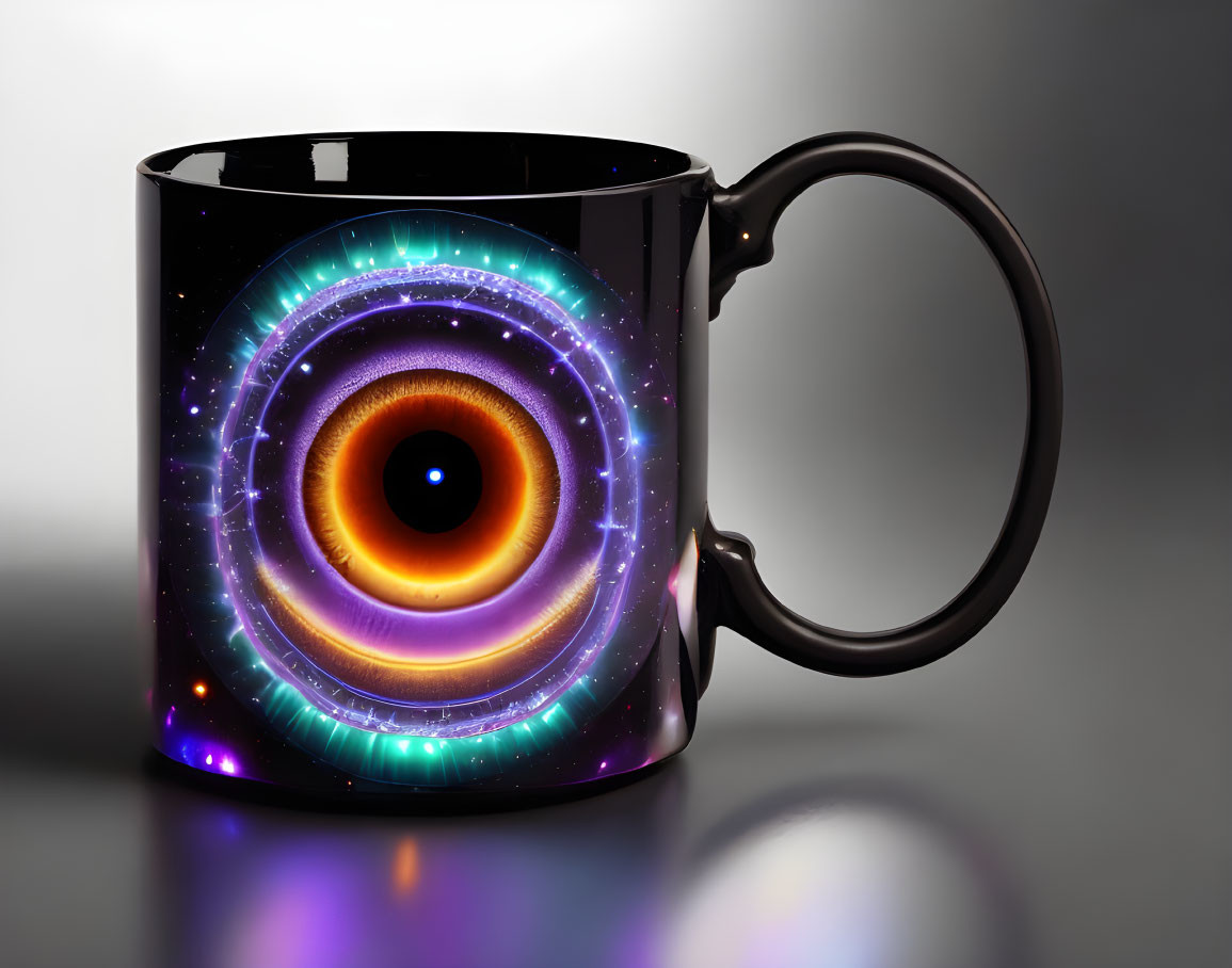 Cosmic Eye Design Mug with Swirling Galaxy Patterns