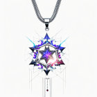 Star-Shaped Pendant Necklace with Blue and Purple Hues on White Background