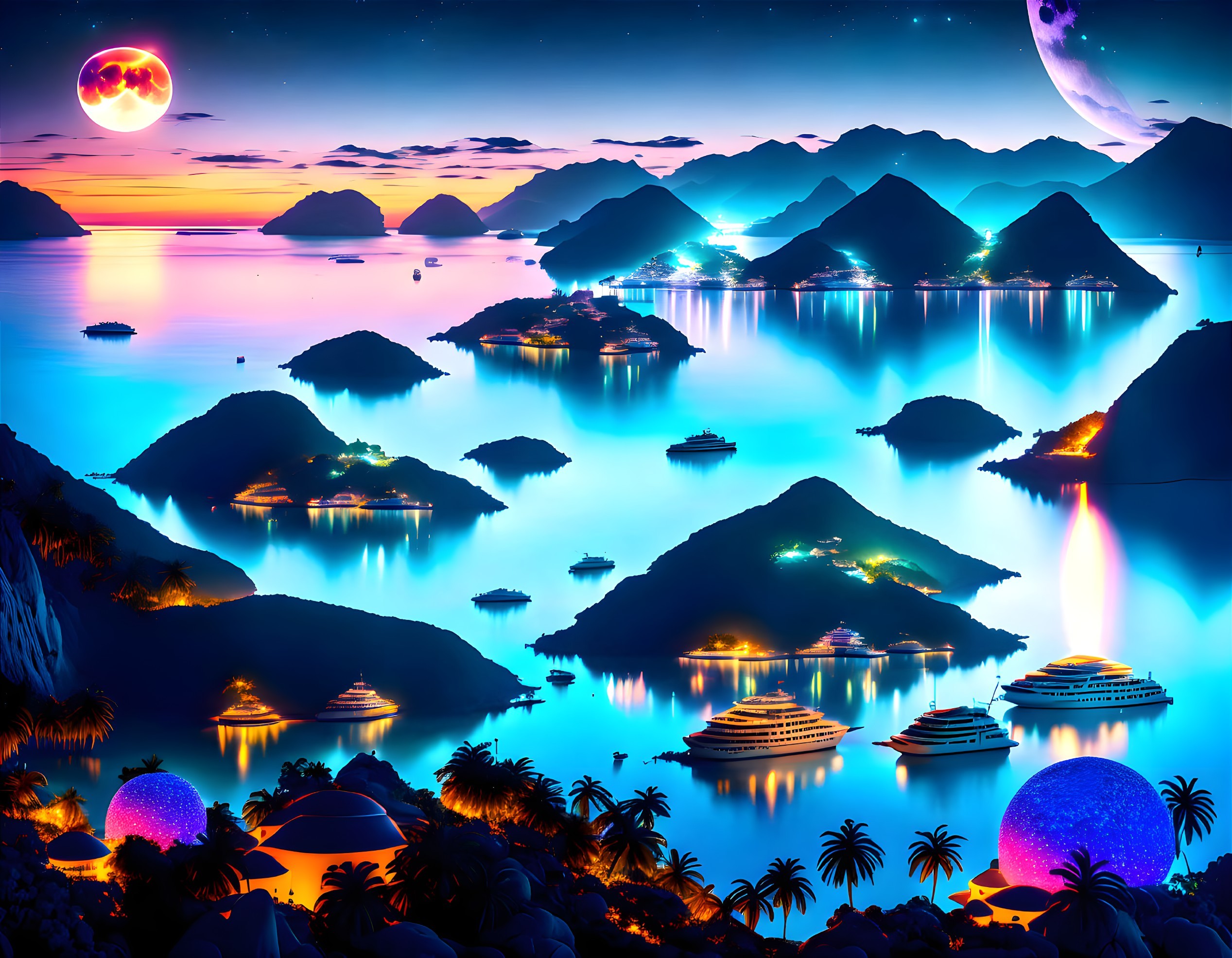 Exquisitely beautiful islandcity in the oceanicbay