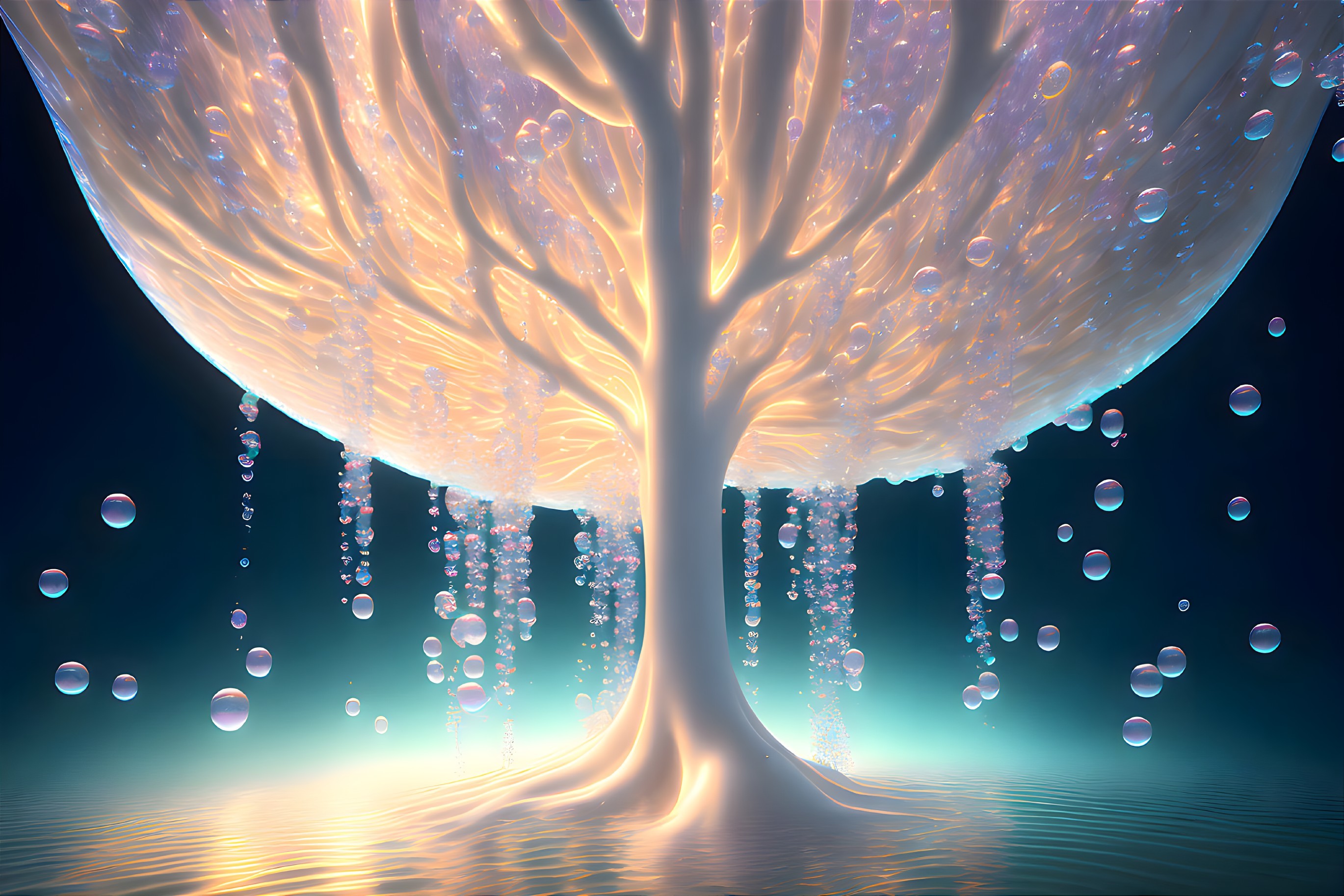 Ascension of souls at the luminous Tree of Life