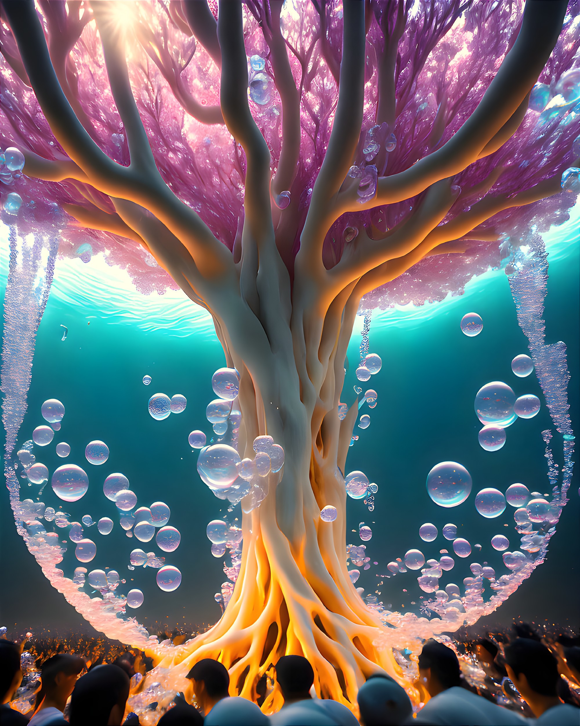 Ascension of human souls at the Tree of Life
