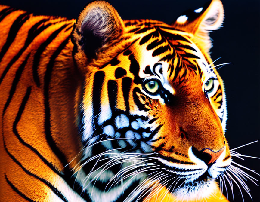 Close-Up of Striking Orange Tiger with Black Stripes