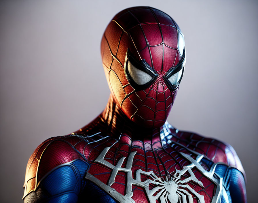 Detailed Spider-Man Costume with Red & Blue Suit & Chest Spider Emblem