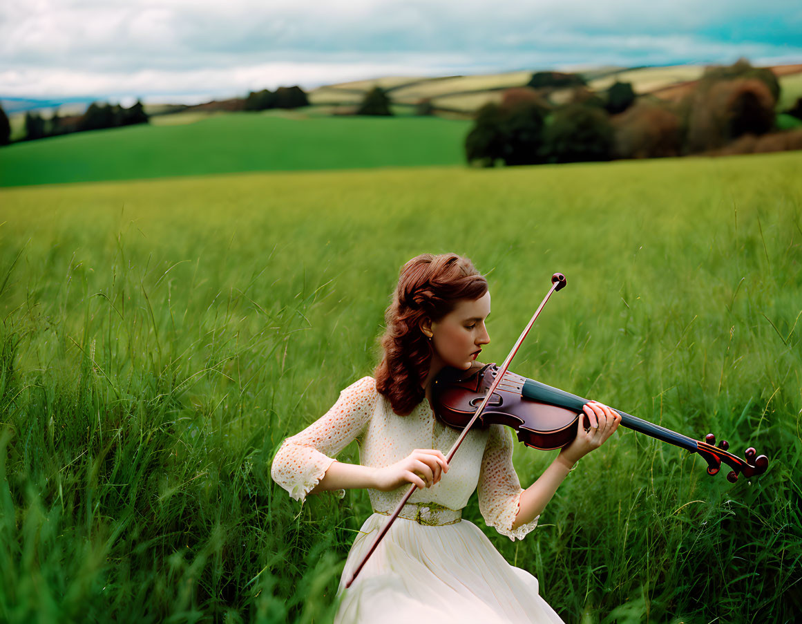 Fiddle in a country field
