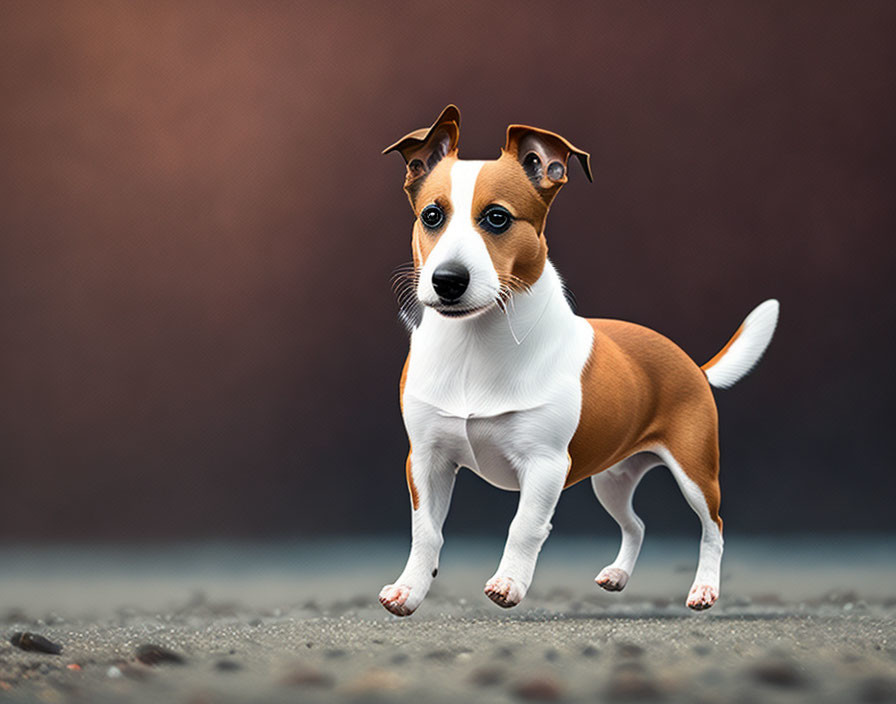 Tri-color Jack Russell Terrier with alert stance