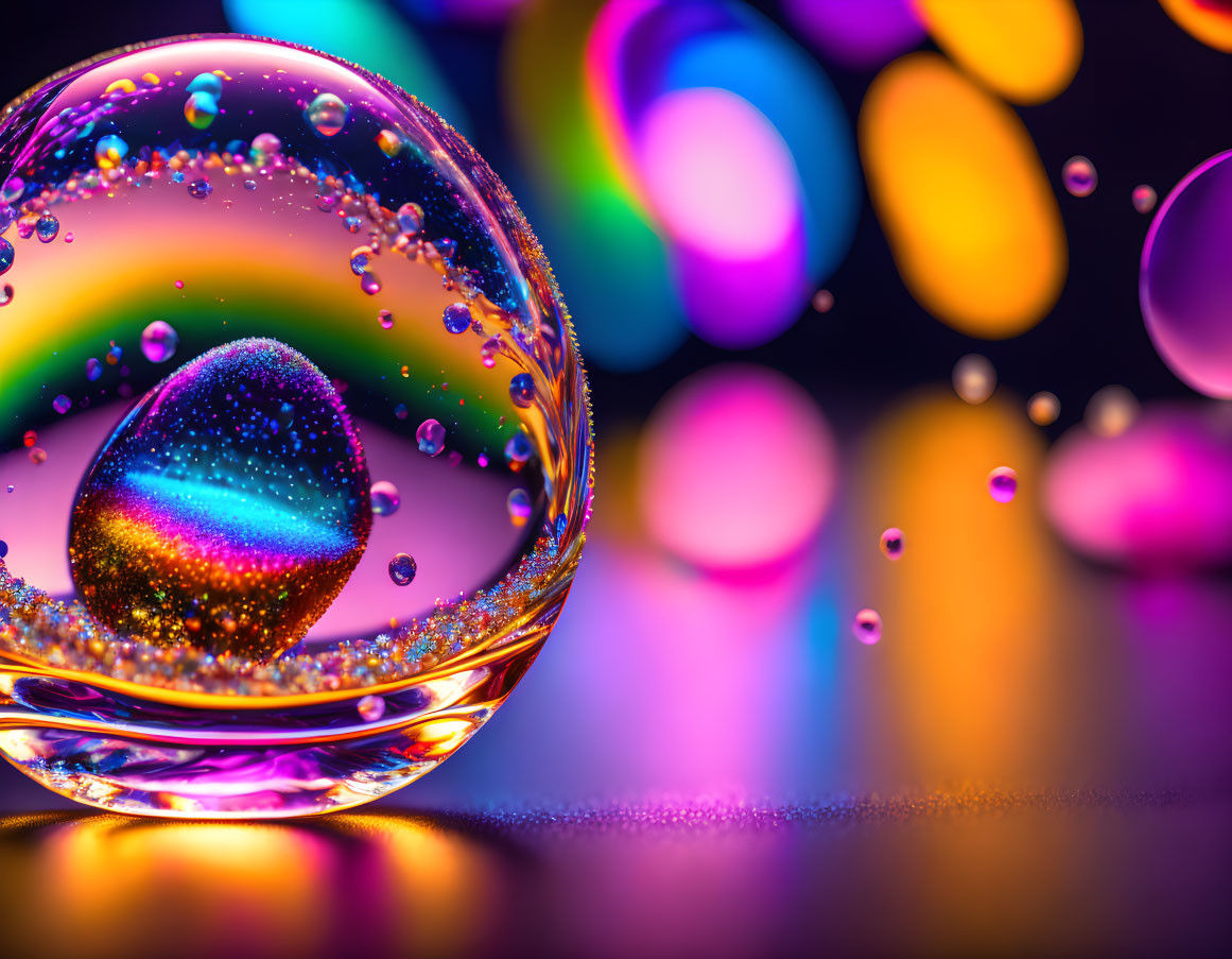 Vibrant Crystal Ball Close-Up with Colorful Bokeh