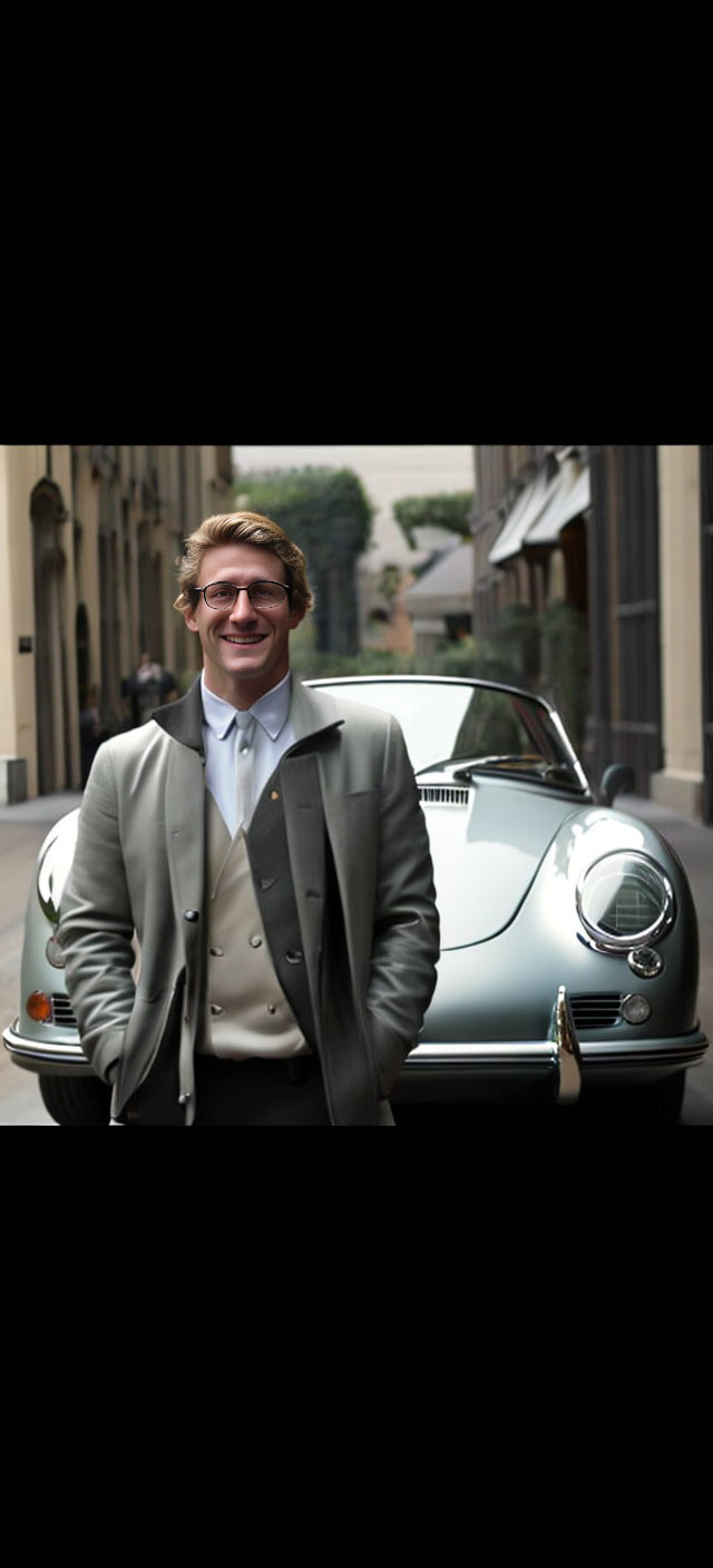 Young man with Porsche 