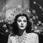 Cosmic-themed woman portrait with star-studded crown and celestial ornaments