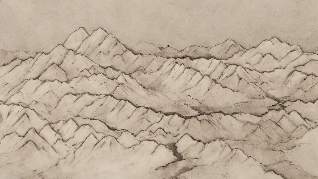 Sepia-Toned Sketch of Rugged Mountain Ranges