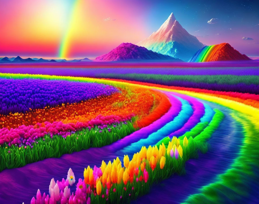 Rainbow Flowers Landscape