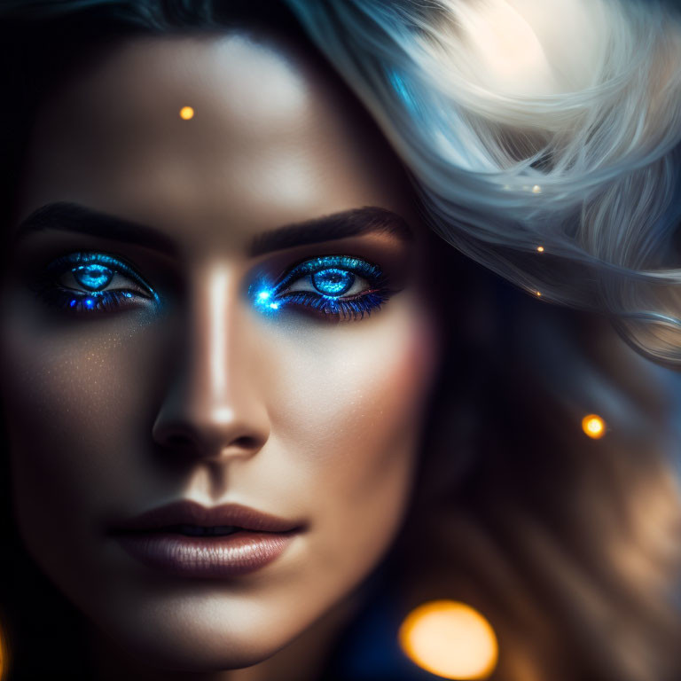 Portrait Woman Light Blue Eyes