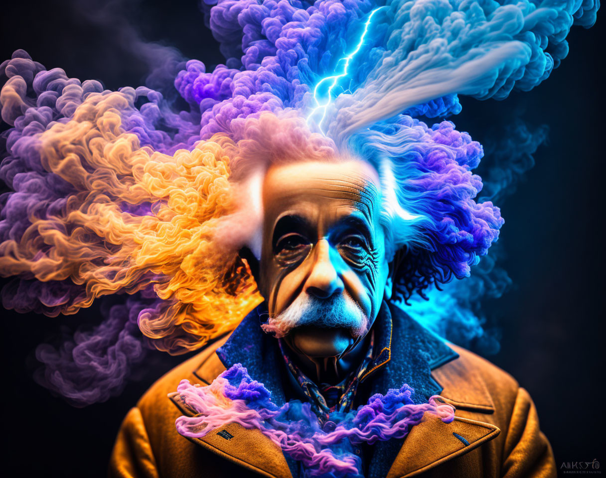 Einstein Exploding in Smoke Psychedelic