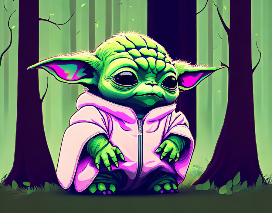 baby yoda at forest