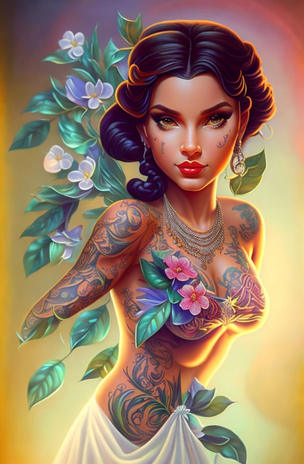 Disney Jasmine covered in tattoos