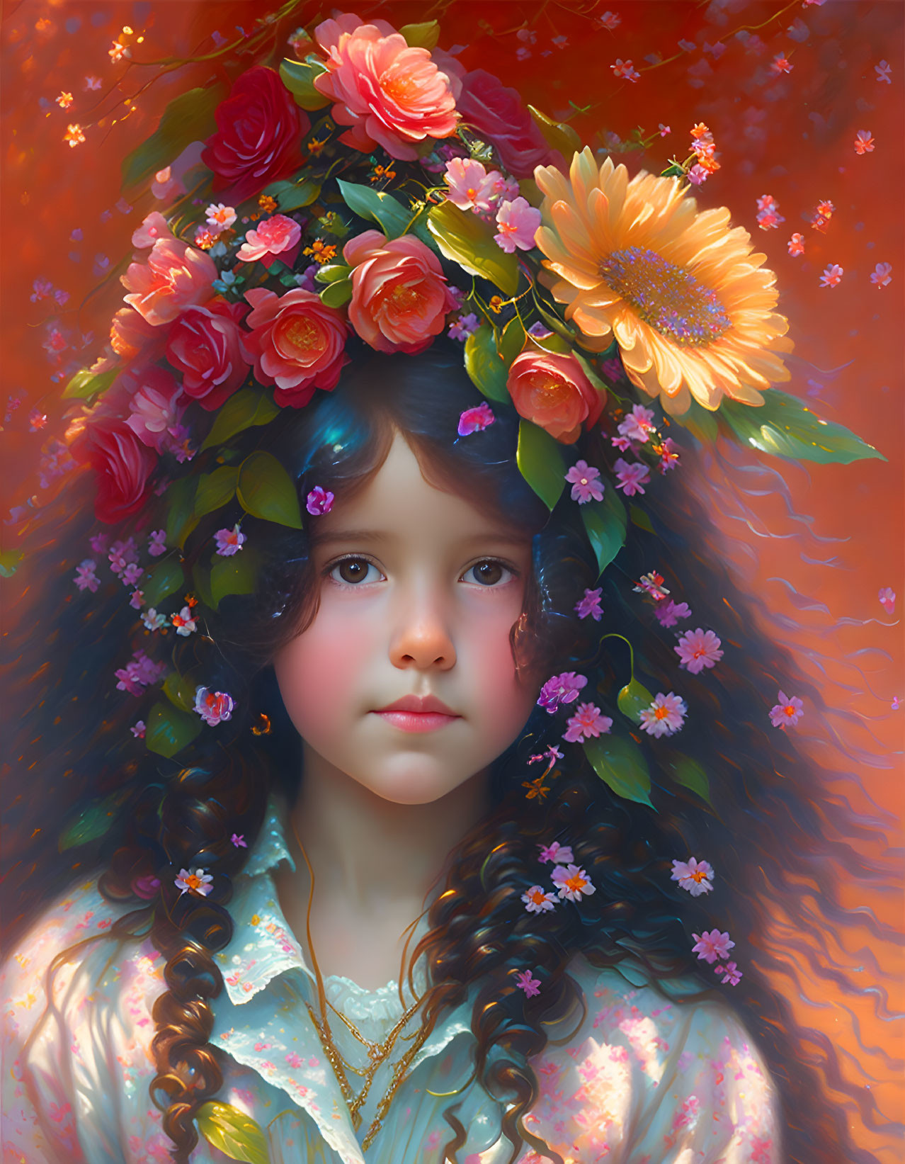 Girl with flowers in her hair