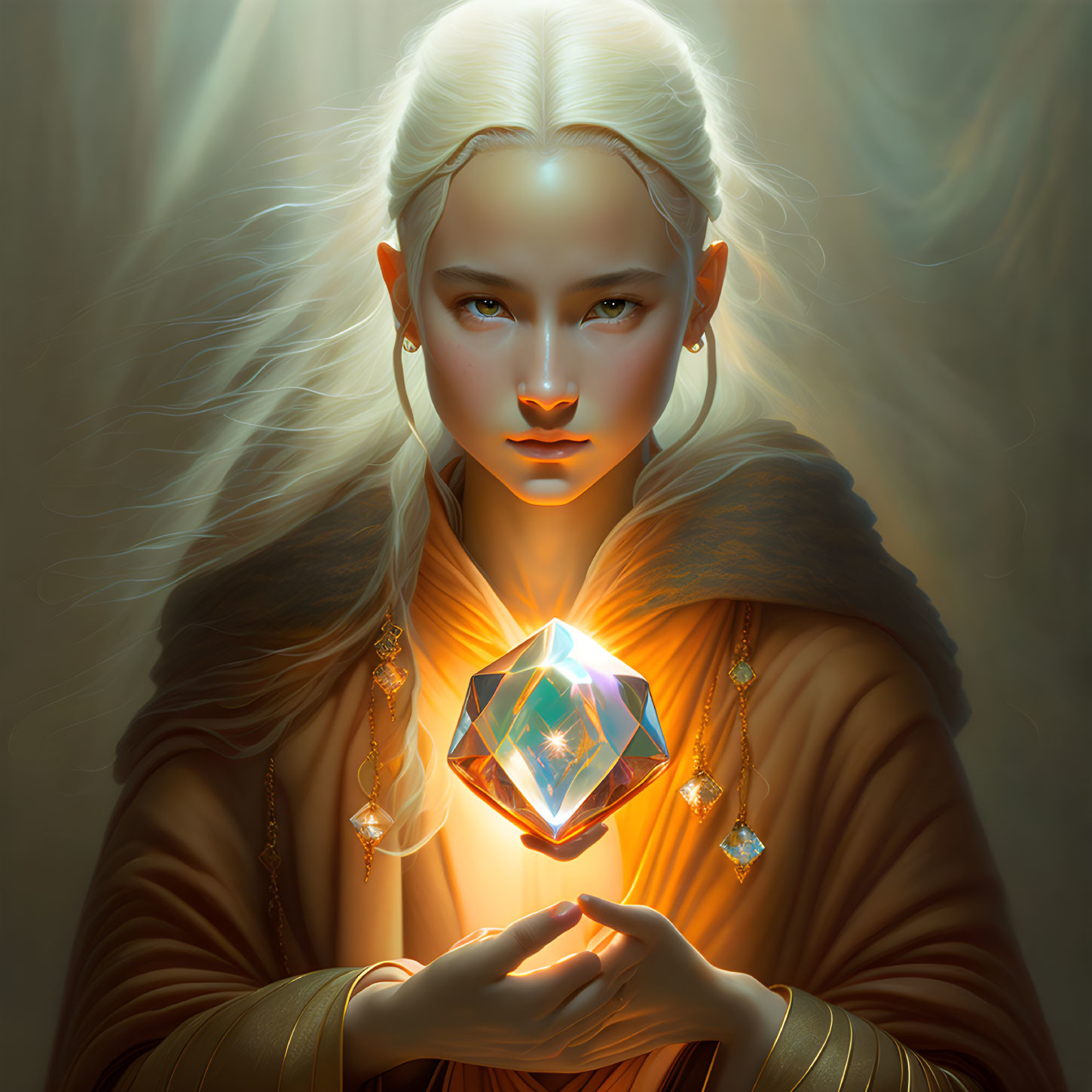 teen monk with a magic power crystal