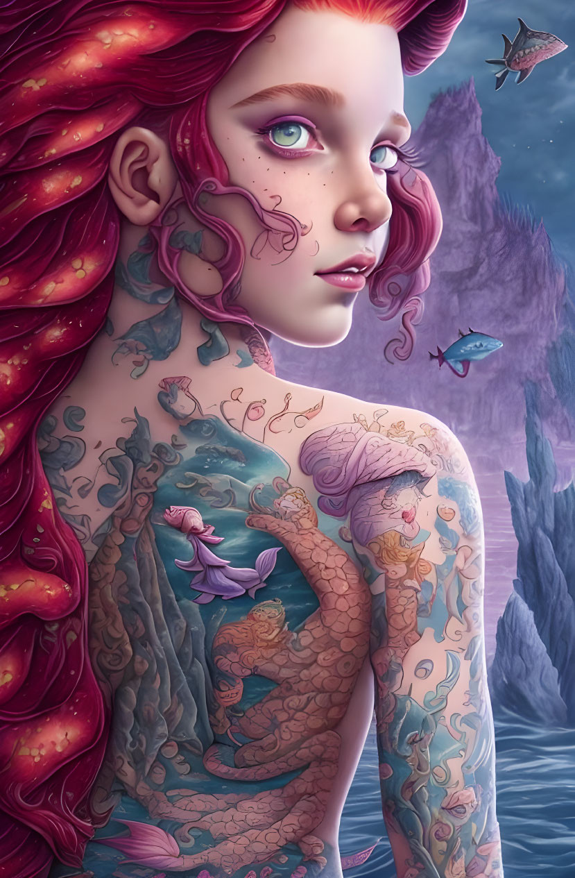 The Little Mermaid with tattoos