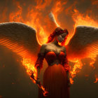 Fiery Phoenix-like Figures on a Fiery Background