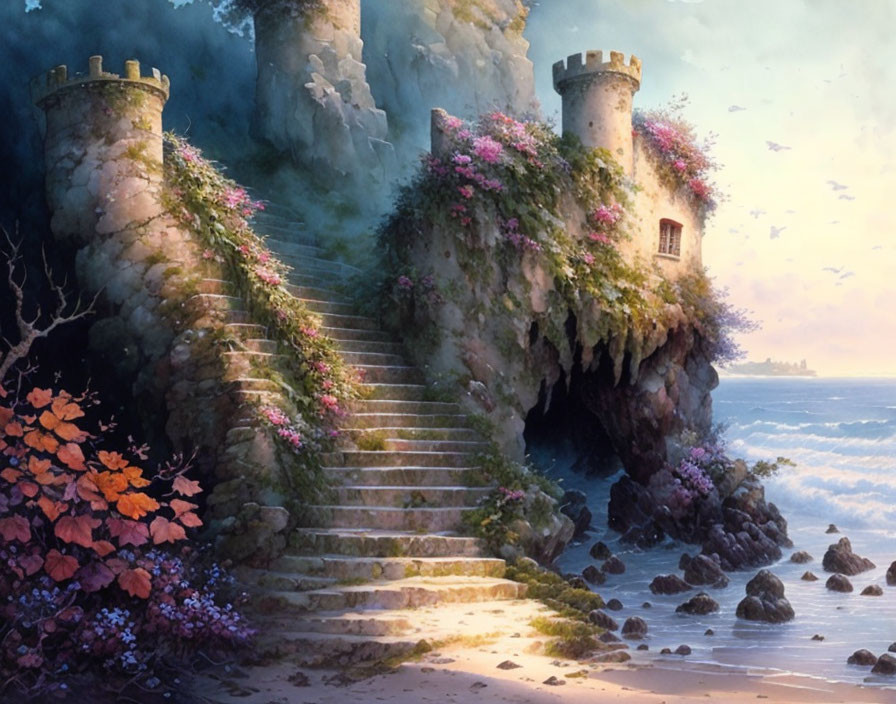  A beautiful old castle on the shore of the sea 
