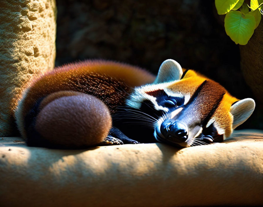 A coati sleeping
