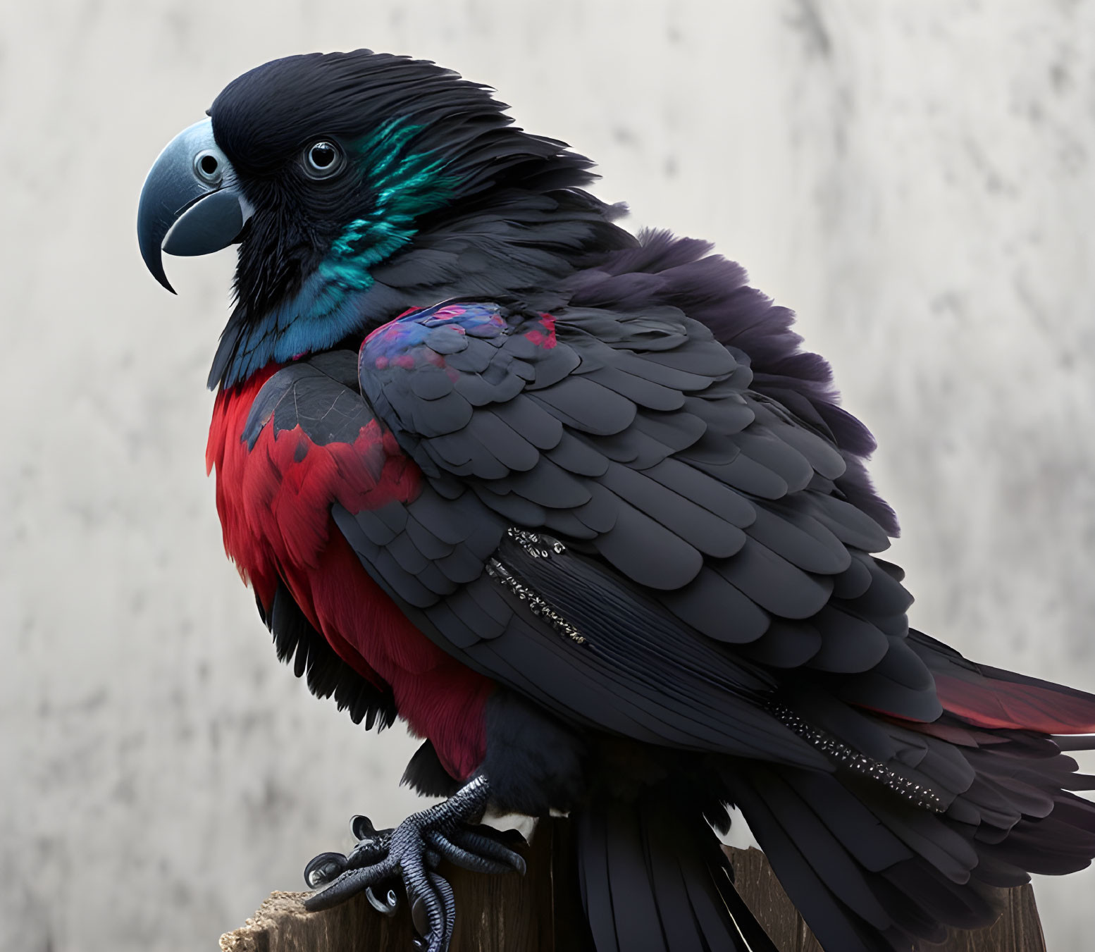 Black feathered parrot