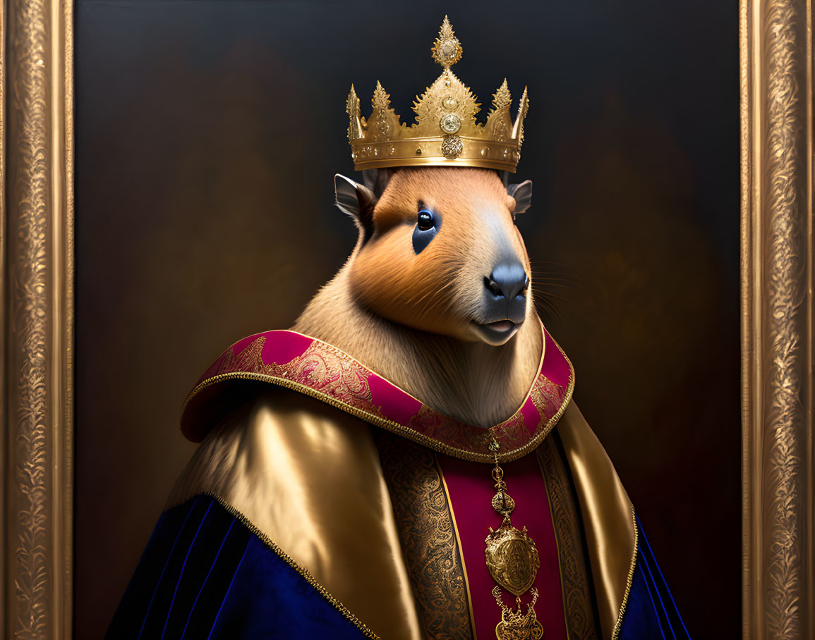 an oil painting portrait of a capybara 