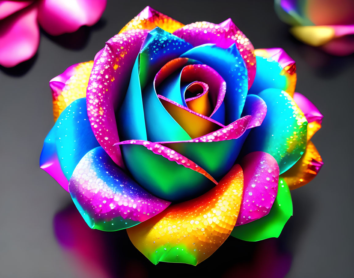 origami rose flower holographic  close up 