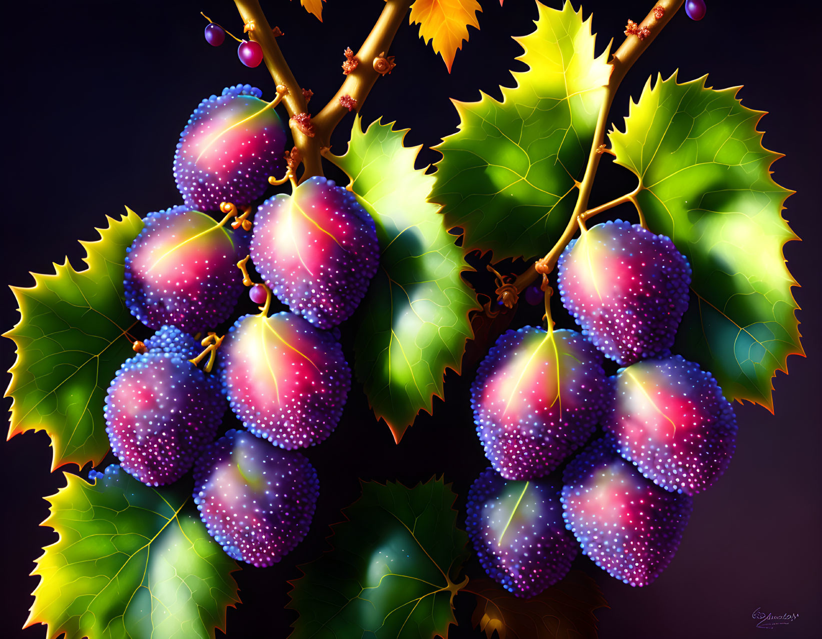 A cluster of grapes, 