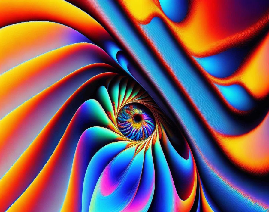 Colorful Psychedelic Swirl Patterns in Blue, Orange, and Red