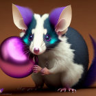 Colorful Possum Artwork with Patterned Purple Ornament