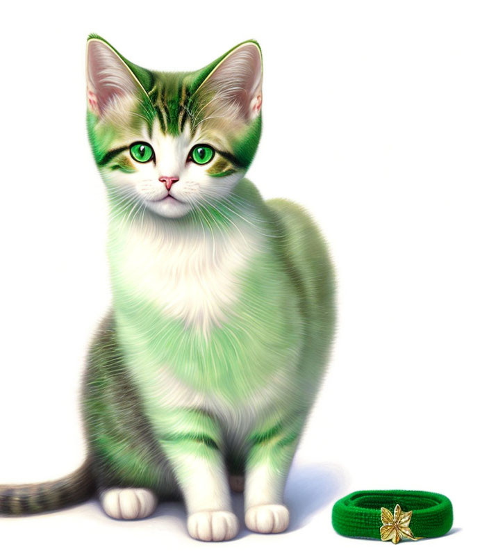 cat wearing green for St. Patrick's Day