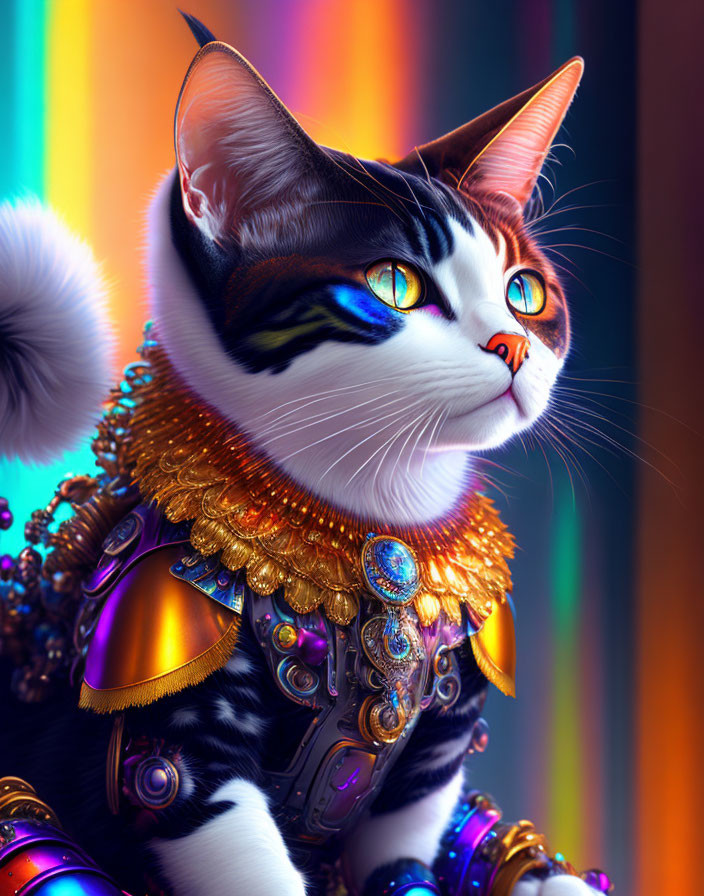 Ultra Detailed Colorful Fantasy Cat
