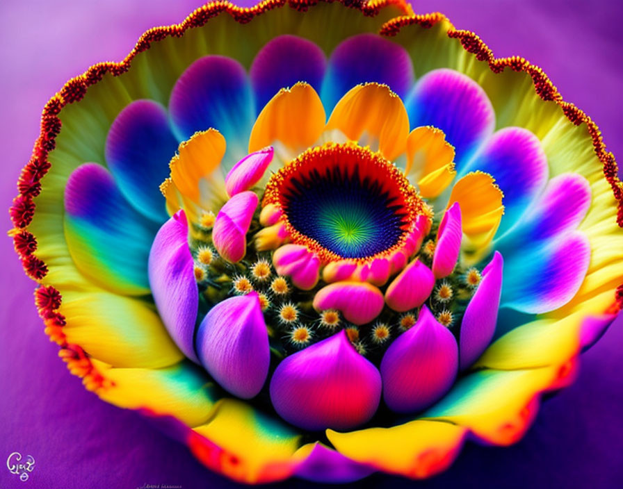 Colorful Fractal Flower with Vibrant Petals