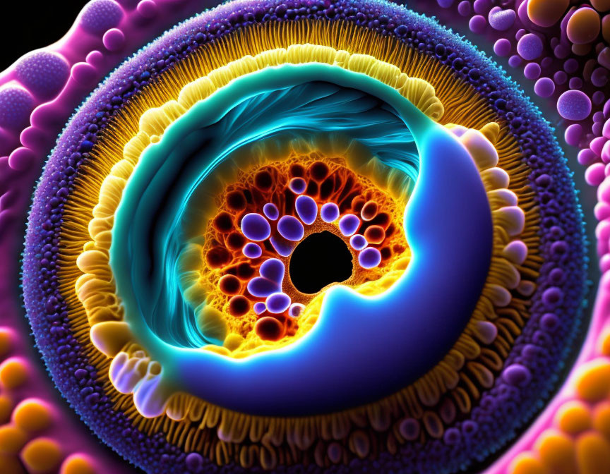 Detailed Digital Illustration of Colorful Biological Cell Cross-Section