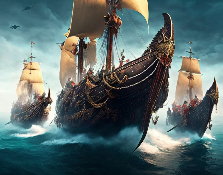 heavy viking longship fleet