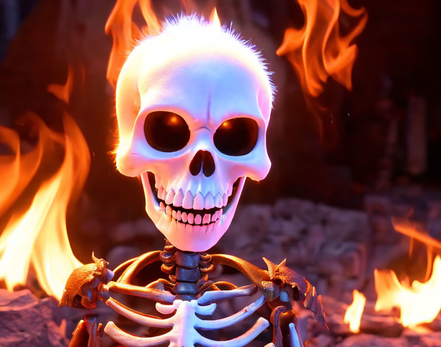 the bold skeleton flaming