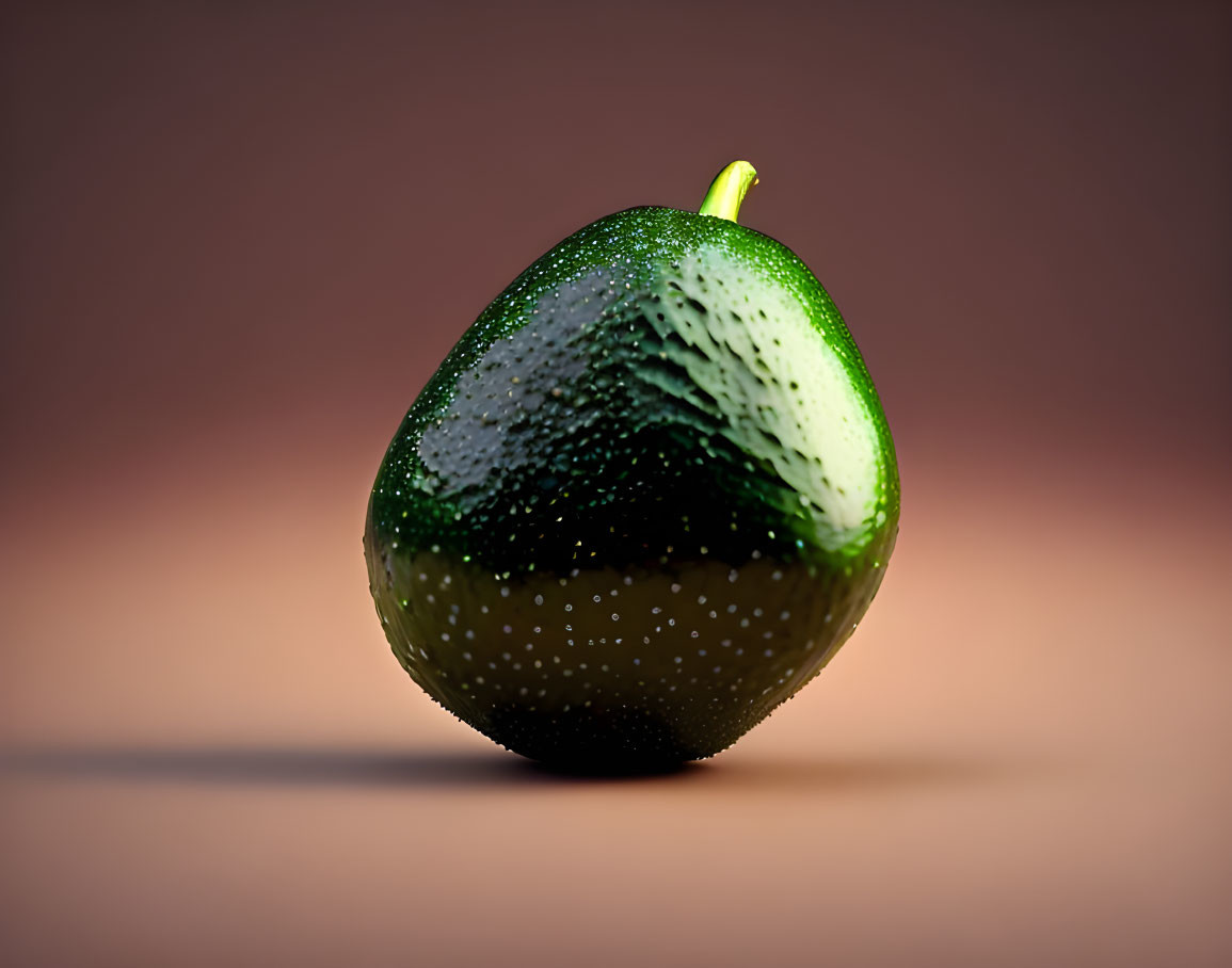 Ripe Avocado with Water Droplets on Gradient Background