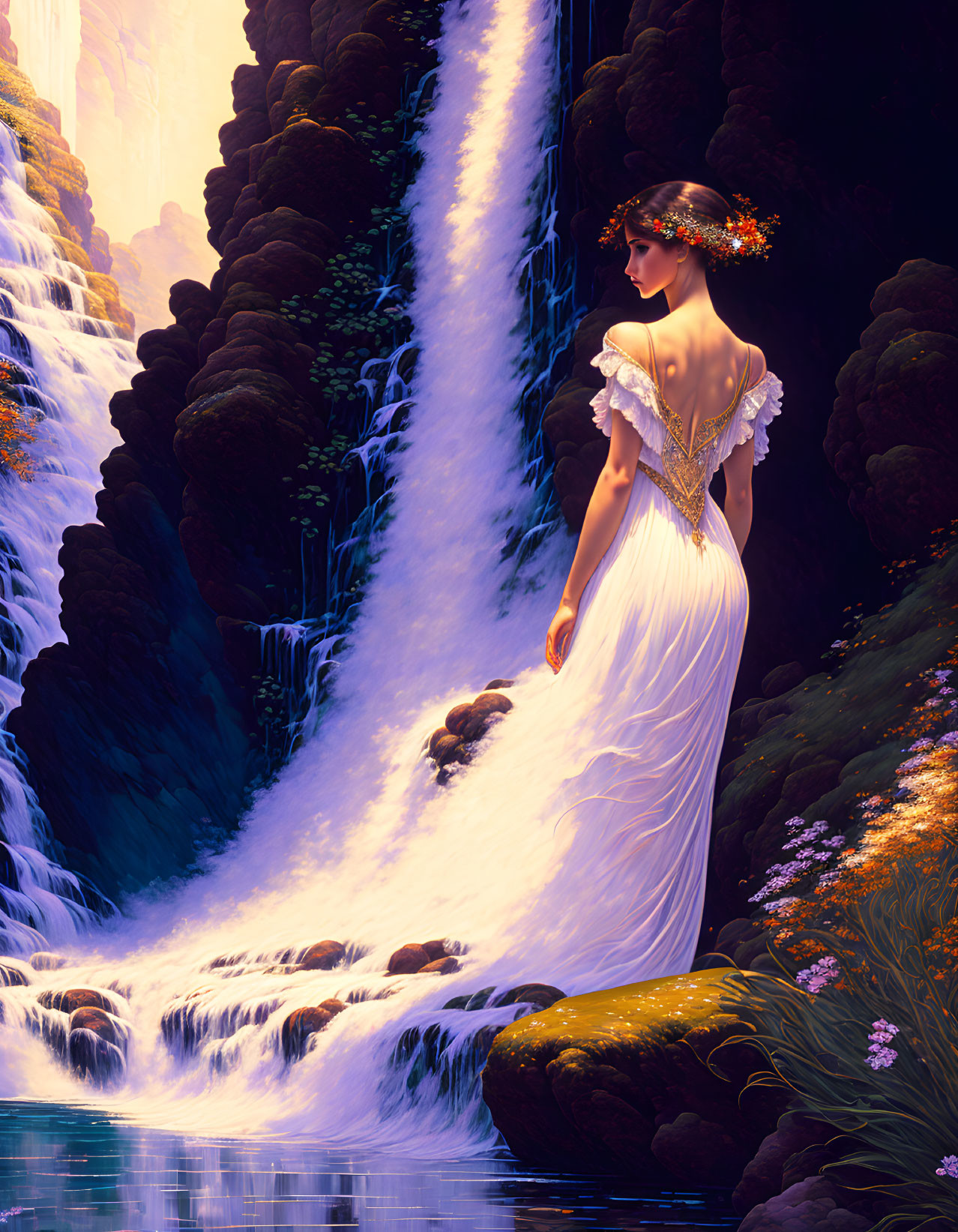 Beauty with waterfall 