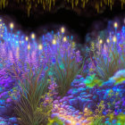 Colorful Underwater Scene with Glowing Coral and Bioluminescent Organisms
