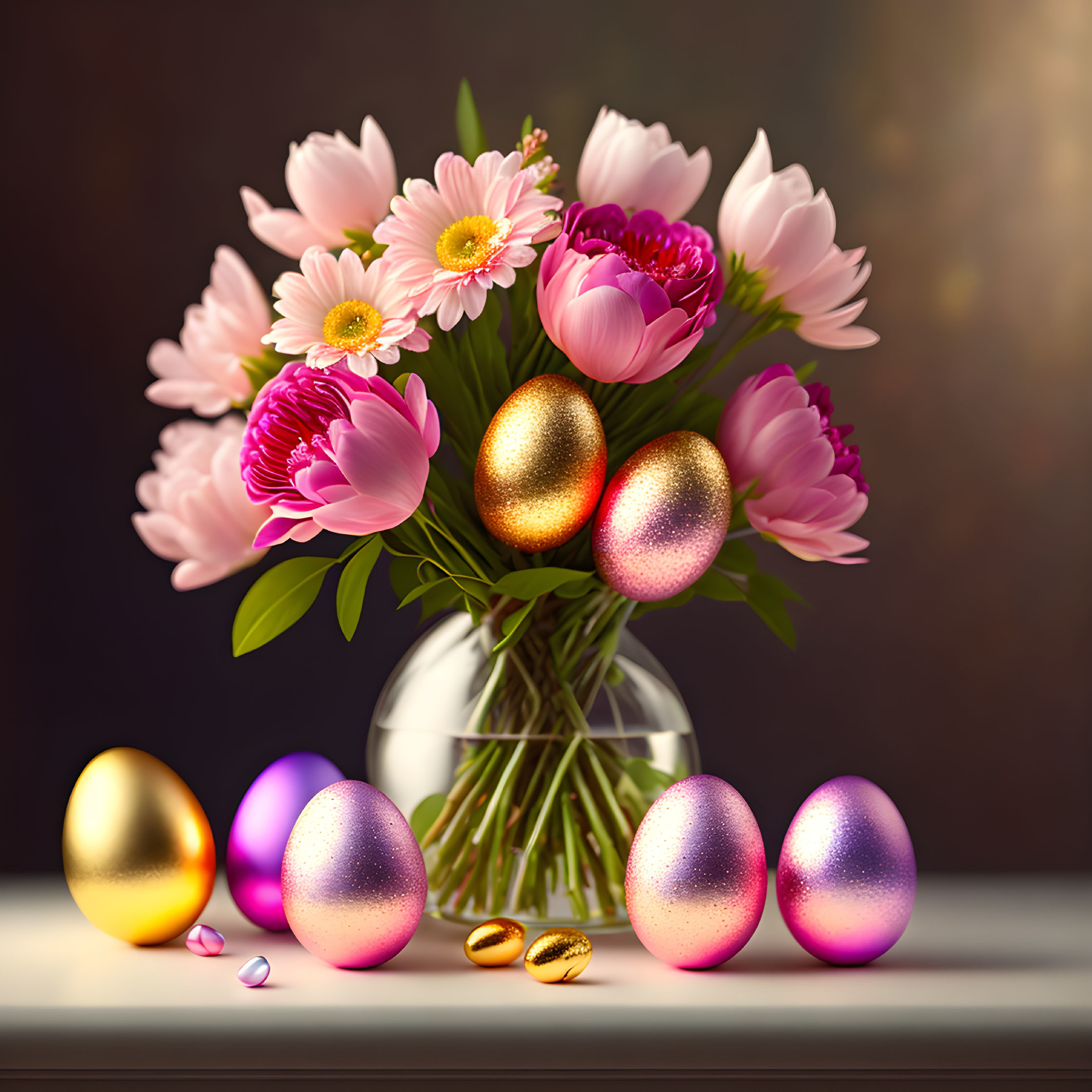  Easter eggs and an Easter bouquet