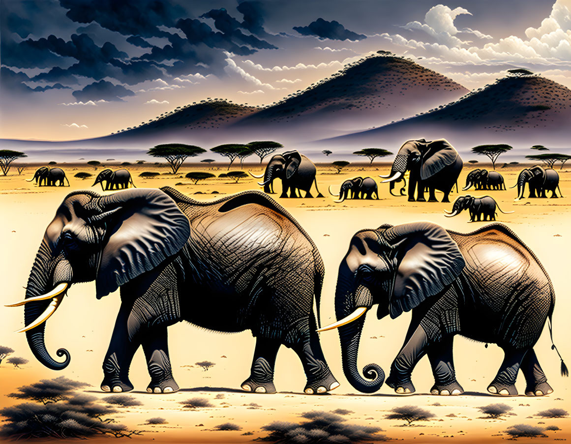 Running Elephants in the Serengeti